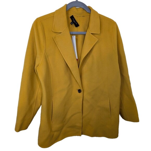 TALBOTS Double Face Wool Jacket Yellow Gold Classic Casual One Button Petite 14P - Picture 2 of 9